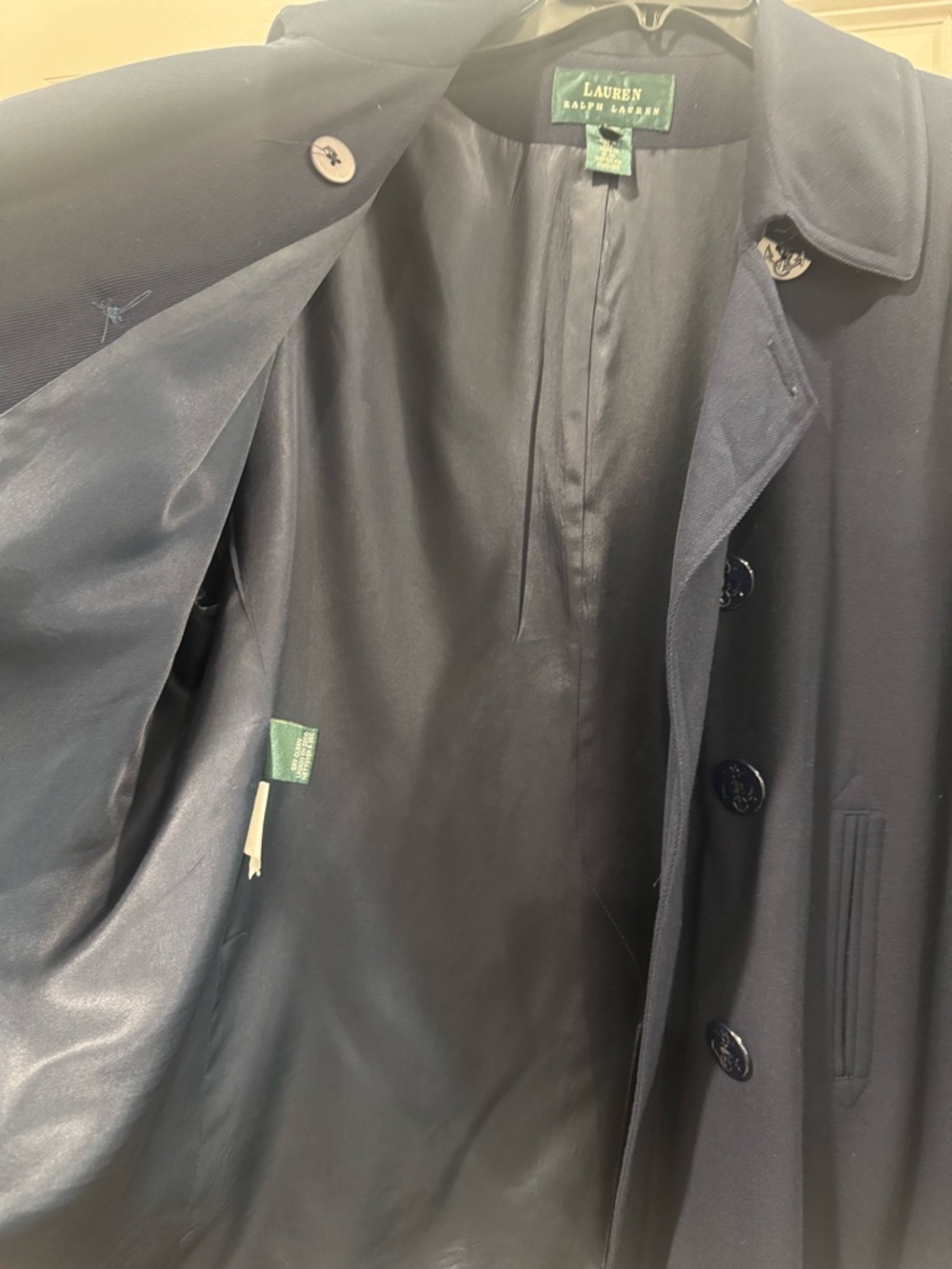 Lauren Ralph Lauren Navy Double-Breasted Peacoat - Picture 6 of 8